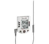 TFA Dostmann Küchen-Chef Duo-Therm Thermomètre numérique pour Gril/Four, 14.1503, contrôle de température à cœur, à Viande, sonde de température, minuterie, température prédéfinie, Blanc