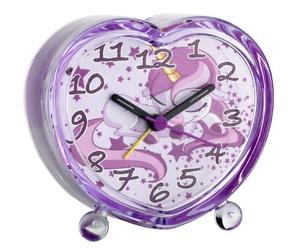TFA Dostmann Licorne Réveil analogique pour Enfants, 60.1015.12, Motif Joyeux pour Enfants, Grand Chiffre lisible, Mouvement Silencieux, Rose