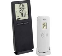 TFA Dostmann Logoneo Thermomètre intérieur/extérieur, 30.3071.01, avec émetteur extérieur, extensible en option à 3 émetteurs, horloge incluse, noir