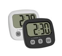 TFA Dostmann 2er Set Digitaler Timer mit Stoppuhr und Uhrzeit Chronomètre noir, blanc numérique