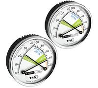 TFA Dostmann Lot de 2 thermomètres analogiques thermiques hygromètre avec anneau en métal et humidificateur Multicolore L 71 x l 23 x H 71 mm