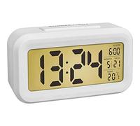 TFA Dostmann Lumio Réveil, 60.2018.02, avec température intérieure, Reveille Matin, Horloge numerique, Affichage de l'heure et de la Date, éclairage Nocturne Automatique, écran LCD, Blanc