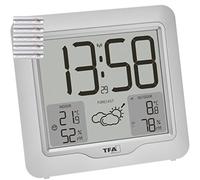 TFA Dostmann Metro Plus 35.1164.02 Station météo numérique sans fil avec émetteur extérieur, température et humidité, prévisions météorologiques, grand écran, horloge radio-pilotée, blanche avec piles