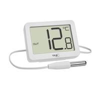 TFA Dostmann Mini-Thermomètre Digital intérieur/extérieur, 30.1066.02, sonde de température étanche, valeurs Maxi/Mini, Aimant/Support, idéal pour Aquarium/voitre/Camping/réfrigérateur, Blanc