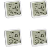 TFA Dostmann Mini Thermométre-hygromètre numérique, set de 4, 30.5053.02.04, température intérieures et humidité dans maison, petit et maniable, à poser/suspendre, blanc