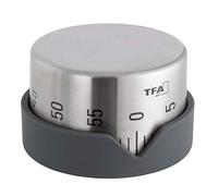 TFA Dostmann Minuteur 38.1027.10 0-60 min mécanique alarme sonore sans pile acier inoxydable gris