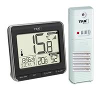 TFA Dostmann Prio 30.3069.01 Thermomètre intérieur extérieur numérique avec radio-piles, date et jour de la semaine Noir