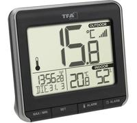 TFA Dostmann Thermomètre PRIO 30.3069.01 radiopiloté avec émetteur extérieur, noir/blanc