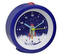 TFA Dostmann réveil analogique pour Enfants Astronaute, 60.1033.06, avec Motif fusée, sans tic-tac, fusées spatiales, Bleu, Plastique, (L) 105 x (L) 41 x (H) 105 mm.