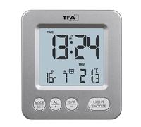 TFA Dostmann 60.2567.54 radiopiloté(e) Réveil argent Heures de réveil 1