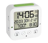 TFA Dostmann réveil Digital Bingo, 60.2528.02, avec Horloge Radio-pilotée, 2 alarmes programmables, température intérieure, Blanc