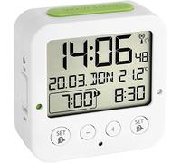 TFA Dostmann réveil Digital Bingo, 60.2528.02, avec Horloge Radio-pilotée, 2 alarmes programmables, température intérieure, Blanc