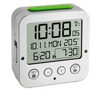 TFA Dostmann Réveil digital Bingo 60.2528.54, radio‑piloté, 2 alarmes programmables, argenté