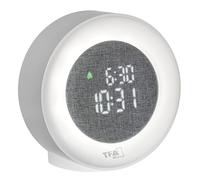 TFA Dostmann Réveil Lumineux numérique avec Chiffres LED, 60.2047, veilleuse et lumière de réveil, avec Affichage de la Date, revêtement en Tissu, Alimentation Secteur, Alarme avec Snooze, Blanc