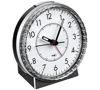TFA Dostmann Réveil Matin analogique, 60.1010, Mouvement d'horloge Silencieux, Alarme de réveil Extra Forte avec Carillon, rétroéclairage, Argent/Noir