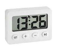 TFA Dostmann Réveil numérique, 60.2014.02, minuterie et chronomètre, Fonction réveil, revêtement en Caoutchouc, Blanc