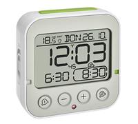TFA Dostmann Réveil numérique Bingo 2.0, 60.2550.02, avec Horloge Radio-pilotée, Affichage de la température, 2 Heures de réveil, Snooze, réveil avec rétro-éclairage, Blanc