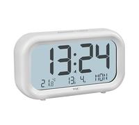 TFA Dostmann Réveil numérique Nocta, 60.2052, écran LCD avec Grand Affichage de l'heure, Fonction Snooze, température ambiante, Affichage du Jour de la Semaine et de la Date, Alarme puissante, Blanc