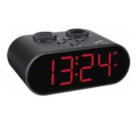 TFA Dostmann 60.2551.01 radiopiloté(e) Réveil noir Heures de réveil 1 port USB, grand écran