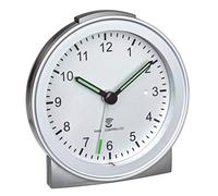 TFA Dostmann Réveil Radio-pilotée, 60.1517.54, Aiguilles luminescentes, réveil Silencieux, reveil Matin, Fonction Snooze, argenté