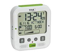 TFA Dostmann Réveil Radio-pilotée Boom, 60.2538.02, réveil Matin Fort avec Alarme vibrante, Fonction Snooze, Volume réglable, éclairage Nocturne Automatique, Blanc