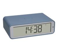 TFA Dostmann Réveil Radio-pilotée numérique Twist, 60.2560.06 Fuseau horaire réglable, Mode 12/24h, Rotation de l'écran de 180°, Design Plat, réveil Voyage, Bleu