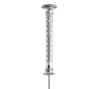 TFA Dostmann Solino Thermomètre de jardin analogique, 12.2057, avec éclairage solaire, résistant aux intempéries, thermomètre pour l'extérieur, argenté