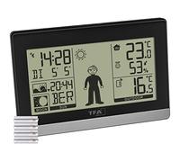 TFA Dostmann Station météo radio Weather Boy 35.1159 - Température extérieure/intérieure, prévisions météo, phases lunaire/lever du soleil et coucher du soleil (noir avec piles)