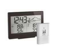 TFA Dostmann Station météo sans fil CASA, 35.1135.01, capteur de température pour l'extérieur, prévisions météo, température et humidité dans maison, avec horloge radio-pilotée, noir