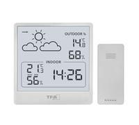 TFA Dostmann Station météo sans fil pour l'intérieur et l'extérieur, 35.1176.02, avec capteur extérieur, température et humidité, prévisions météo avec pression atmosphérique, numérique, moderne blanc