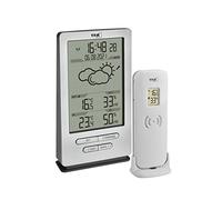 TFA Dostmann Station météo sans fil XENA, 35.1162.54, avec capteur extérieur, mesure de la température intérieure et extérieure, prévisions météo, horloge radio, humidité, sur piles, argent