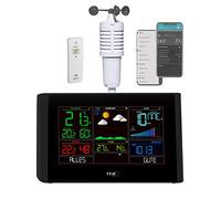 TFA Dostmann Station météo WLAN Breeze, 35.8001.01, avec anémomètre, prévisions météo professionnelles, application View gratuite, baromètre, alarmes réglables, point de rosée, noir