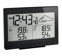 TFA Dostmann Station météo sans fil CASA, 35.1135.01, capteur de température pour l'extérieur, prévisions météo, température et humidité dans maison, avec horloge radio-pilotée, noir