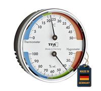 TFA Dostmann Thermo-hygromètre analogique, 45.2040.42, pour le contrôle de la température et de l'humidité, climat intérieur sain, avec zones de confort, argenté