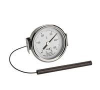 TFA Dostmann Thermomètre analogique, acier inoxydable, jusqu'à 500°C, 14.1037, pour four à pizza, à pierre, à bois ou le gril/smoker, sonde à câble, pièce de rechange ou accessoire, argenté