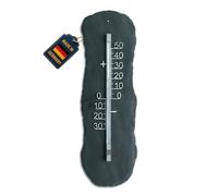 TFA Dostmann thermomètre analogique d'extérieur, en ardoise, 12.5012, résistant aux intempéries, contrôle de la température extérieure, argent, noir