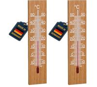 TFA Dostmann Thermomètre analogique d'intérieur et d'extérieur, 12.1054.01, résistant aux intempéries, haute précision, chêne (Lot de 2)