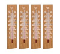 TFA Dostmann Thermomètre analogique d'intérieur et d'extérieur, en Bois résistant aux intempéries, Haute précision, chêne, Lot de 4, 95.1035