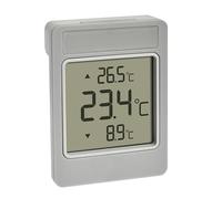 TFA Dostmann Thermomètre de fenêtre numérique WINDOO, 30.1067.15, pour température extérieure, résistant aux intempéries, valeurs Maxi/Mini, avec Film Autocollant, sans perçage, Gris-Blanc