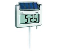 TFA Dostmann Thermomètre de jardin digital Avenue, 30.2026, grand pour d'extérieur, résistant aux intempéries, plus durable, avec solaire, argenté