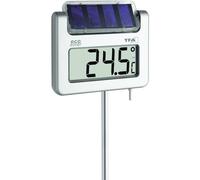 TFA Dostmann Thermomètre de jardin digital Avenue, 30.2026, grand thermomètre d'extérieur, résistant aux intempéries, durable, thermomètre solaire, argenté