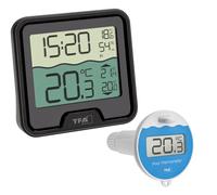 TFA Dostmann Thermomètre de piscine/d'étang numérique MARBELLA, 30.3066.01, avec émetteur sans fil, mesurer la température de l'eau, noir
