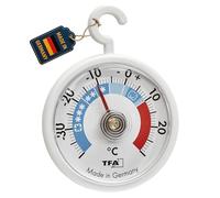 TFA Dostmann Thermomètre de refroidissement analogique avec crochet, 14.4005, maniable, avec zones de refroidissement, pour réfrigérateur, congélateur et entrepôt de réfrigération, blanc