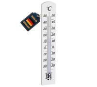 TFA Dostmann Thermomètre d'intérieur analogique, 12.1003.09, thermomètre d'ambiance, Haute précision, en Bois de hêtre, Made in Germany, Blanc