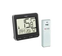 TFA Dostmann Thermomètre intérieur et extérieur sans fil PRIO, 30.3069.01, avec émetteur extérieur sans fil, date, jour de la semaine en français, noir