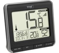 TFA Dostmann Thermomètre PRIO 30.3069.01 radiopiloté avec émetteur extérieur, noir/blanc