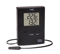 TFA Dostmann Thermomètre numérique, int/ext température, 30.1012.01, sonde à câble étanche, valeurs maxi et mini, exclusivité Amazon, noir