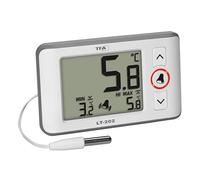TFA Dostmann Thermomètre numérique professionnel avec sonde étanche LT202 30.1052 - Affichage permanent des valeurs max/min - Alarme de température pour aquarium/réfrigérateur - Blanc