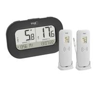 TFA Dostmann thermomètre numérique sans fil Double-Check, 30.3073.01, avec 2 émetteurs (émetteur de température + sonde à câble étanche), noir