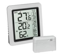 TFA Dostmann Thermomètre sans fil INFO, 30.3065.02, avec émetteur extérieur, mesure de la température intérieure et extérieure, particulièrement précis, capteur suisse de précision, blanc